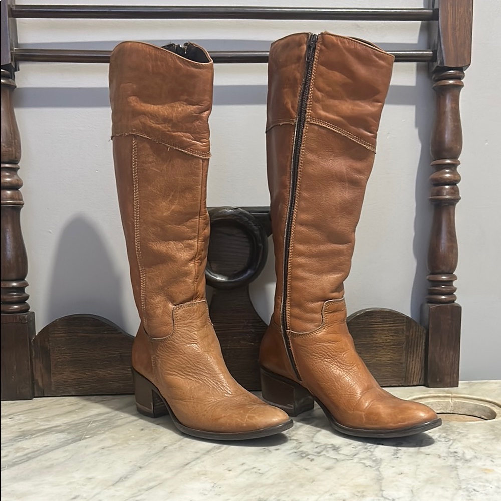 Browns Tan Leather Knee-High Boots